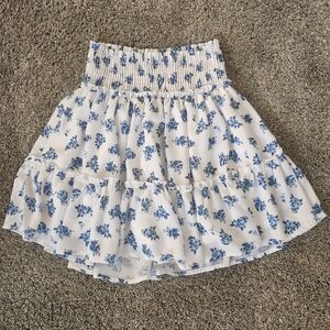 White and Blue Floral Skirt